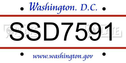 SSD7591 District Of Columbia License Plate