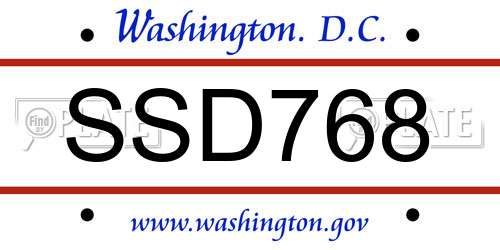 SSD768 District Of Columbia License Plate