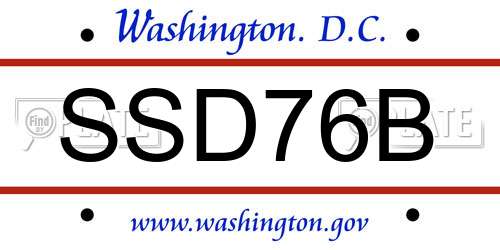 SSD76B District Of Columbia License Plate