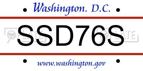 SSD76S District Of Columbia License Plate