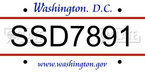 SSD7891 District Of Columbia License Plate