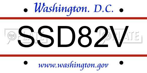 SSD82V District Of Columbia License Plate