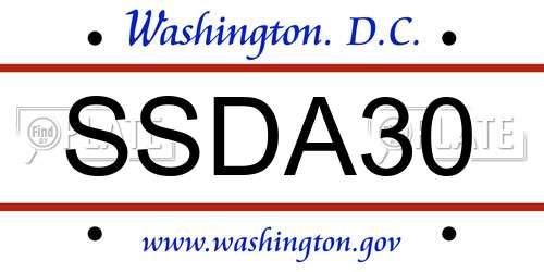SSDA30 District Of Columbia License Plate