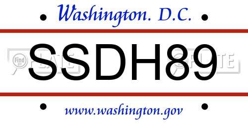 SSDH89 District Of Columbia License Plate