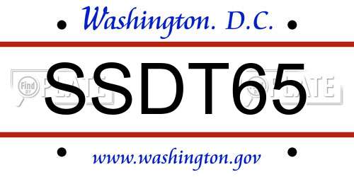 SSDT65 District Of Columbia License Plate