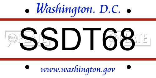 SSDT68 District Of Columbia License Plate