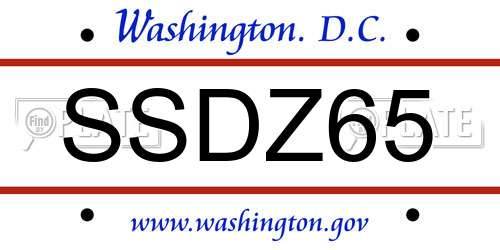 SSDZ65 District Of Columbia License Plate