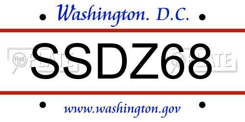 SSDZ68 District Of Columbia License Plate