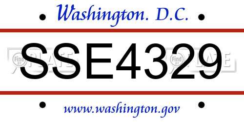 SSE4329 District Of Columbia License Plate