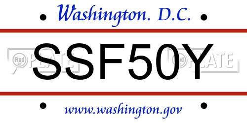 SSF50Y District Of Columbia License Plate
