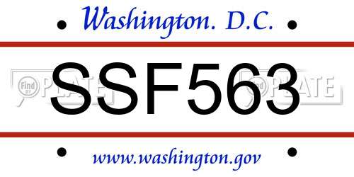 SSF563 District Of Columbia License Plate