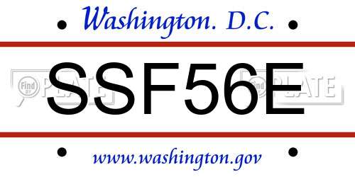 SSF56E District Of Columbia License Plate