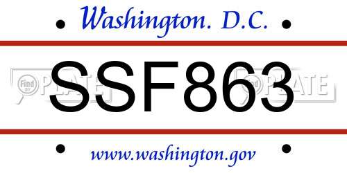 SSF863 District Of Columbia License Plate