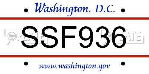 SSF936 District Of Columbia License Plate