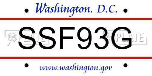 SSF93G District Of Columbia License Plate