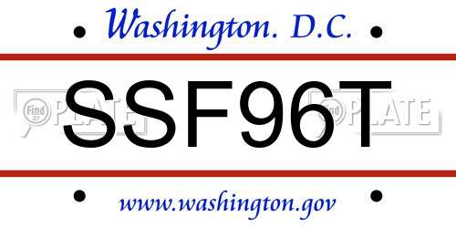 SSF96T District Of Columbia License Plate
