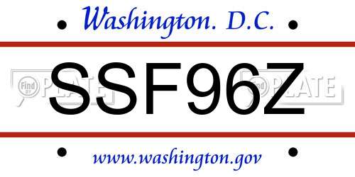 SSF96Z District Of Columbia License Plate