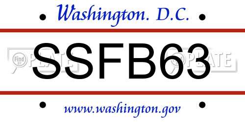SSFB63 District Of Columbia License Plate