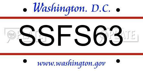 SSFS63 District Of Columbia License Plate