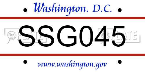 SSG045 District Of Columbia License Plate