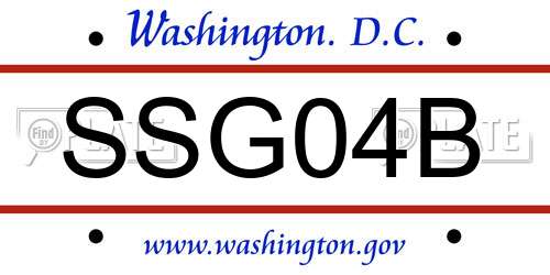 SSG04B District Of Columbia License Plate