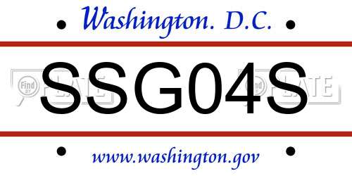 SSG04S District Of Columbia License Plate