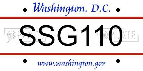 SSG110 District Of Columbia License Plate
