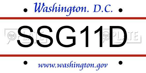 SSG11D District Of Columbia License Plate