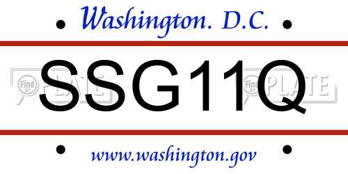 SSG11Q District Of Columbia License Plate