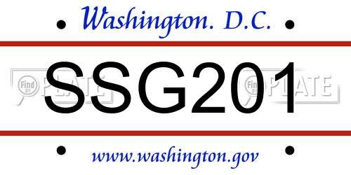 SSG201 District Of Columbia License Plate