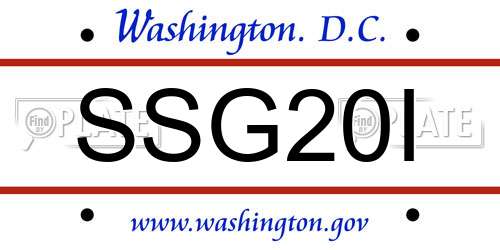 SSG20I District Of Columbia License Plate