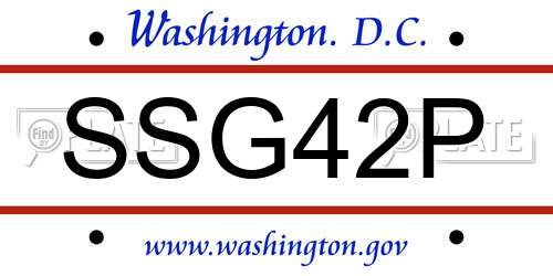 SSG42P District Of Columbia License Plate