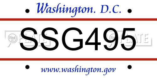 SSG495 District Of Columbia License Plate