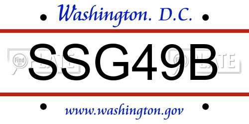 SSG49B District Of Columbia License Plate