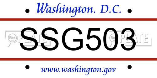 SSG503 District Of Columbia License Plate