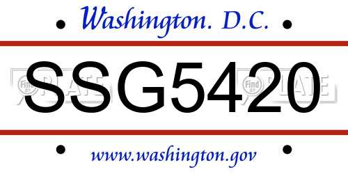 SSG5420 District Of Columbia License Plate