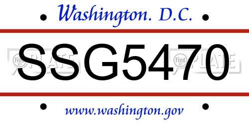 SSG5470 District Of Columbia License Plate