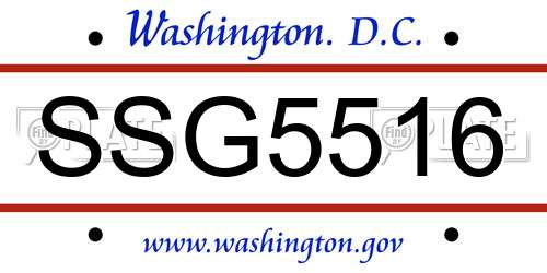 SSG5516 District Of Columbia License Plate