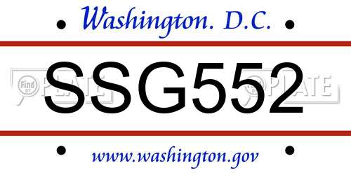 SSG552 District Of Columbia License Plate