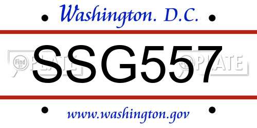 SSG557 District Of Columbia License Plate