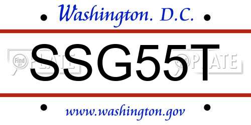 SSG55T District Of Columbia License Plate