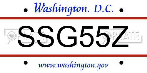 SSG55Z District Of Columbia License Plate