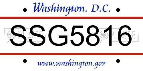 SSG5816 District Of Columbia License Plate