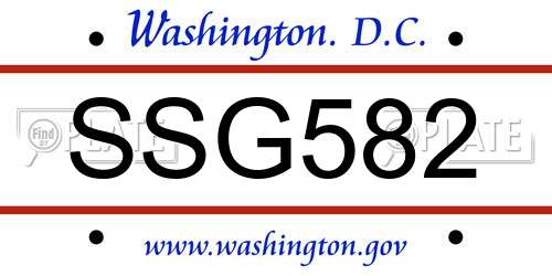 SSG582 District Of Columbia License Plate