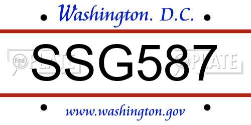 SSG587 District Of Columbia License Plate