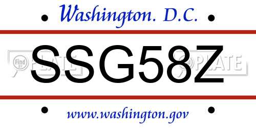 SSG58Z District Of Columbia License Plate