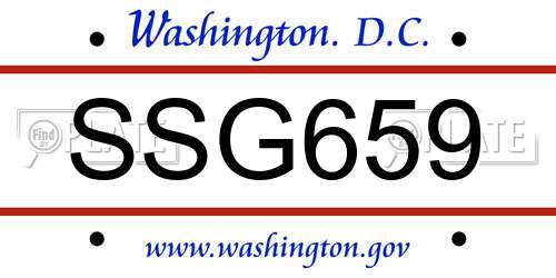SSG659 District Of Columbia License Plate