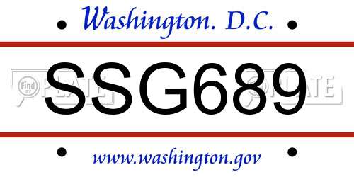 SSG689 District Of Columbia License Plate