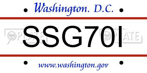 SSG70I District Of Columbia License Plate