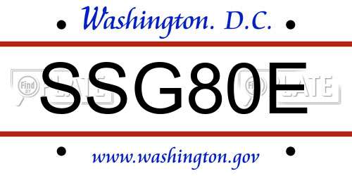 SSG80E District Of Columbia License Plate